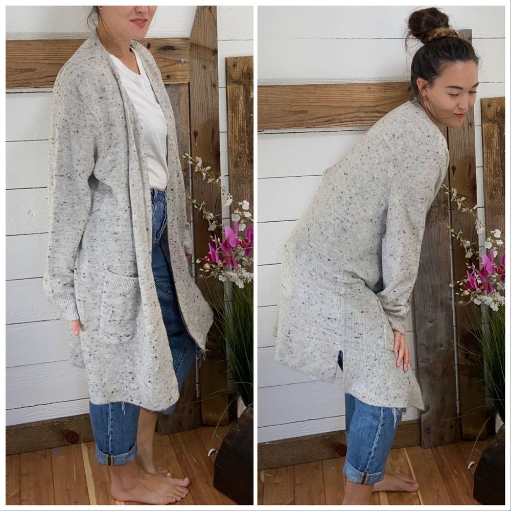Cardigan Sweater NWT Gray Wool Blend L - Picture 2 of 5